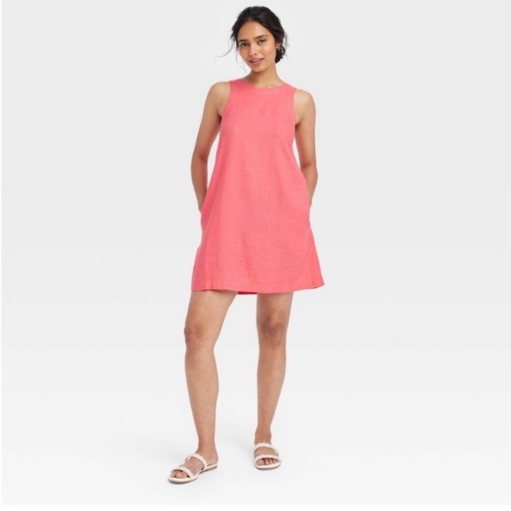 a new day Women’s Mini Linen Shift Dress Size Medium